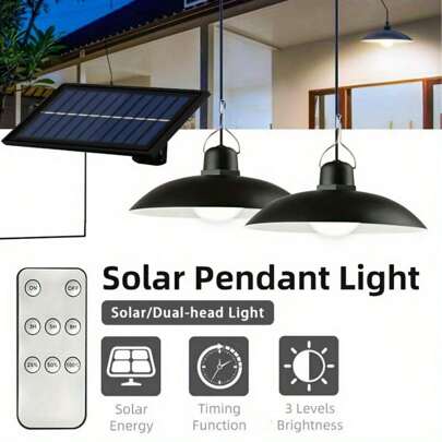 1 Stück Solar-Pendelleuchte für Innen/Außen, wiederaufladbar, 2 Solar-LED-Leuchtmittel, Scheunenlicht, wasserdichte Außen-Solar-Sicherheitsflutlicht für Wände, Veranda, Schuppen, Garagen, Gärten, Terrassen (Kaltweiß)