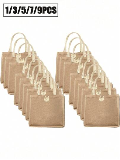 1/3/5/7/9 piezas Bolsas de lino, Bolsas de tote en blanco, Bolsas de compras reutilizables de moda y versátiles, Bolsas de regalo para reuniones anuales, Puedes hacer un diseño DIY en ellas, Sencillas y elegantes, Bolsas de regalo para damas de honor y bodas, Bolsas para estudiantes, Regreso a la escuela y maestros, Perfectas para necesidades de promoción de regalos, Obsequios, Ferias comerciales, La superficie se puede imprimir, bordar o estampar en caliente