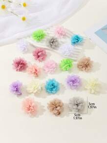 Cute Small Chiffon Flower Hair Clip, Full Satin Ribbon Hairpin, Children Girls Hair Accessory, Holiday Gift, Photo Prop - 彩色 - 查看 3