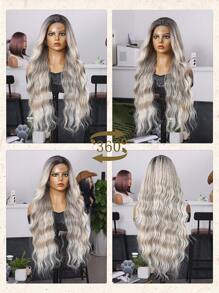 (Multi-Color) U-Part Lace Wigs 4*2 28Inch Body Wave Long Wigs Synthetic Fiber Heat-Resistant Wig Elastic Mesh Cap Suitable For All People Fully Machine Manufactured For Daily Gatherings, High-Quality Women's Natural And Beautiful Synthetic Soft Fake Fiber Hair