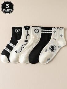Ademende sokken met Fox Eyes Heart-streeppatroon voor dames, geschikt voor thuis, school, sport, lente/zomer