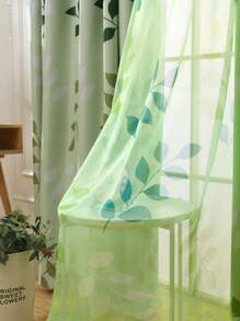2 Stücke Landhaus Stil Baumblattrüsche Vorhänge, leichter Sichtschutz Tüll für Wohnzimmer, Schlafzimmer, Balkon, geeignet für Heimdekoration, Frühling/Sommer