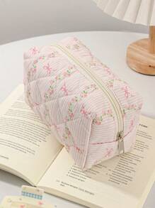 1Pc/Set Floral Pink Makeup Bag For Girls Makeup Bag Set Cosmetic Organizer Multi-Functional Storage Bag Clutch With Zipper Closure For Skin Care,Cosmetics,Lip Oil,Sunscreen Cream,Hand Cream,Headset,Coin,Stationery,Small Items Cute Makeup Bag Makeup Bags Makeup Case Make Up Bag Daily Commute Essentials Travel Essentials Cruise Essentials Dorm Essentials The Gift For Good Friends Birthday Gift Wedding Bridesmaid Gift Mom's Gift Teacher's Gift Back To School Supplies - Pink - View 15