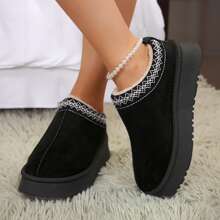 Women's Padded Cotton Snow Boots With Thick Bottom And Increased Height For Warmth And Style - toàn màu đen - Xem 6
