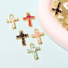 10pcs Heart Cross Stud Earrings, Fashion Versatile Charming Elegant Niche Earrings - 10pcs - View 8