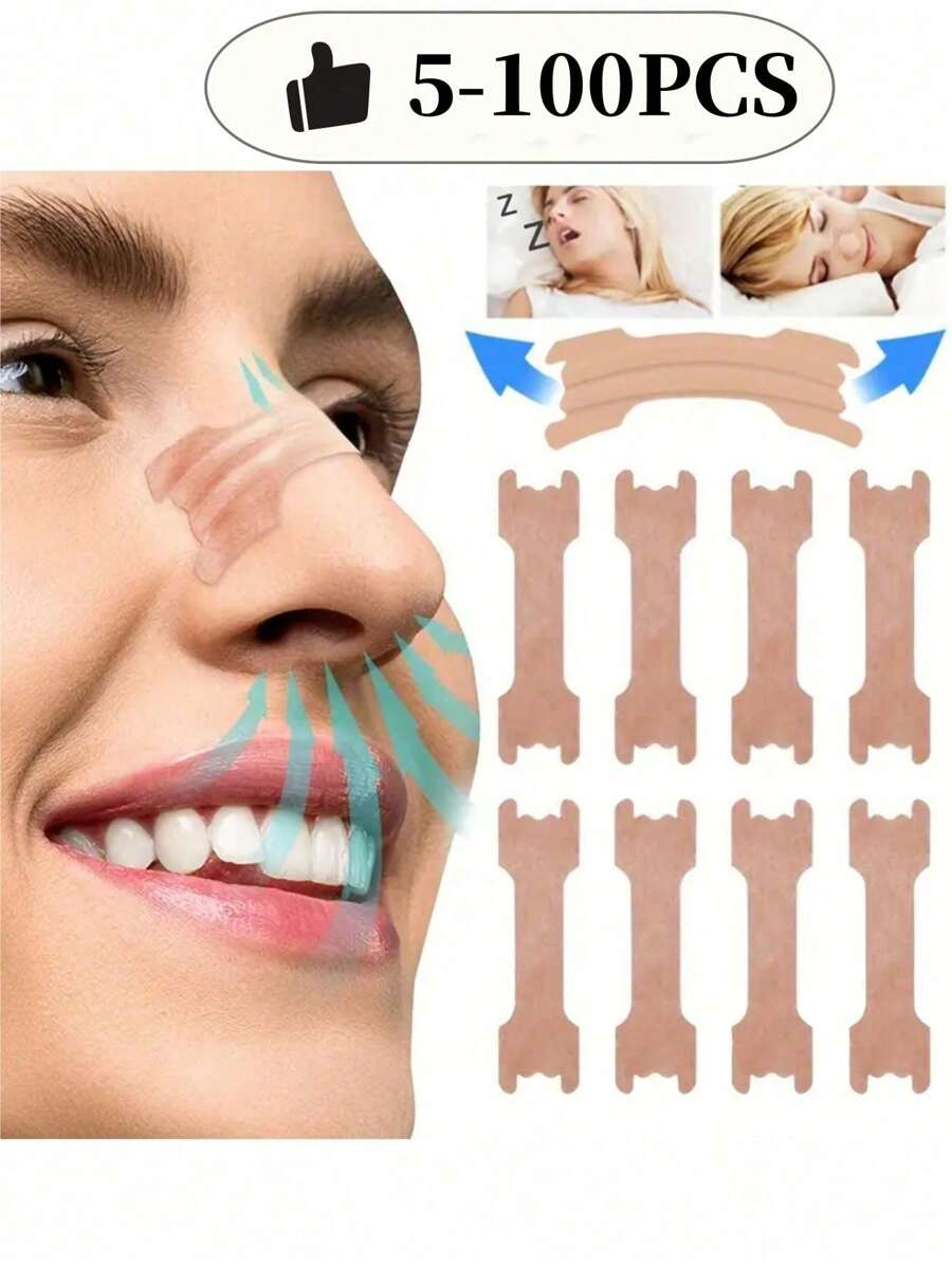 لصقات الأنف لمنع الشخير ، مساعد النوم بدون رائحة أو بطاريات ، مساعد النوم المنزلي ومدلك الأنف 5-100 قطعة