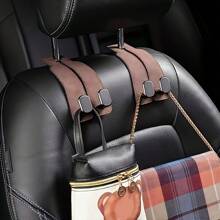 2 pièces Housse de dossier de siège de voiture avec design de crochet caché - Crochet de repose-tête de voiture en métal, petit crochet suspendu pour siège arrière, convient à tous les modèles de voiture