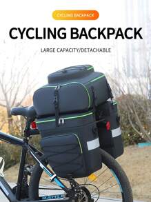 1PC Waterproof And Wear-Resistant Bicycle Rear Seat Bag With Detachable Three-In-One Bicycle Tail Bag, And Cool Reflective Cycling Bag For Men And Women, Essential For Night Cycling And Going Out, Large-Capacity Bicycle Bag Luggage Storage Bag, Can Be Detached Separately, Shoulder-Back, Cross-Body, Multiple Carrying Methods, Very Suitable For Commuting Travel, Adventure Camping, Cycling Travel, Fishing, Running And Gym - Black - View 3