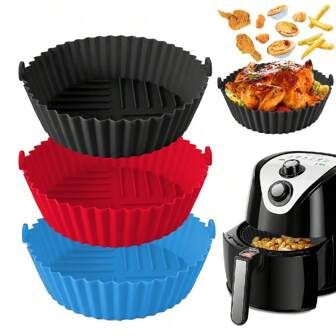 1 pieza Forro de silicona reutilizable para freidora de aire,Forros para freidora de aire de cocina,Accesorio para freidora de aire, reemplazo de papel de hornear desechable con forma redonda
