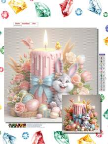 5D DIY 钻石画套件 - 复活节主题 - 全钻石圆形钻石刺绣十字绣艺术工艺品 - 动物主题帆布墙饰，适合初学者和工艺爱好者 - 理想的家居和办公室装饰礼物