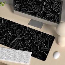 Topographic Contour Gaming Mouse Pad Large XXL Long Extended Pads Big Mousepad Keyboard Black Mouse Mat Desk Pad With 2mm Non-Slip Base And Stitched Edge For Gaming Office Home