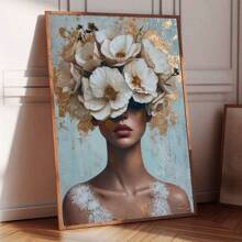 1pc/Set Vintage Golden Petal Women's Canvas Poster Print - Home Decoration Wall Art- Art Print - Modern Art - Indoor/Outdoor Use - Spring/Summer,Suitable For Bedroom, Living Room, Classroom, Perfect Room Decoration,No Frame Include - Multicolor - View 6