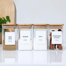 12-24pcs Square Spice Containers With Durable Heat-Resistant Borosilicate Glass-Set, Stylish And Safe Square Spice Jars Made Of Heat-Resistant Borosilicate Glass - 24pcs - View 5