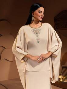 Dernier design Élégant Luxe 2 pièces Robe Set, Mode Femmes Soirée Tenue - Nude - Voir 6