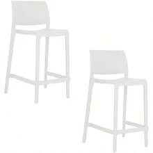 Lagoon Sensilla Counter Stool 7211-C, Marca, Taburete de Cocina 65cm Inyectado en Polipropileno, Fibra de Vidrio y Protección UV, Apilable, 2 Piezas (Gris Oscuro) - Blanco - Ver 1