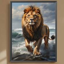1pc 40*50cm/15.8*19.7in Frameless 5D Diamond Painting Kit, Lion Pattern Full Round Diamond Rhinestone Art Embroidery Cross Stitch DIY Craft For Wall Decor