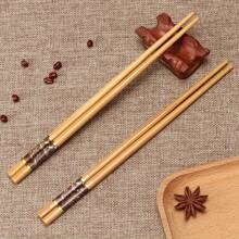5/10 Pairs Reusable Bamboo Chopsticks, Bamboo Print Design, Slip-Resistant, Dishwasher Safe, Lightweight Chopsticks Set, Suitable For Weddings, Parties,School Supplies