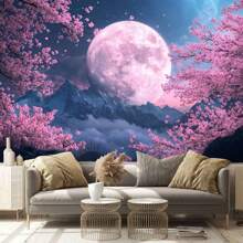 1 件月亮图案装饰印花挂毯，用于房间装饰、家居装饰、秋季装饰、房间装饰的壁挂挂毯