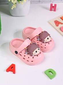 新款女童镂空平底防滑木屐凉鞋，可爱大头女童沙滩度假儿童拖鞋