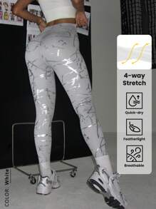 High-Waisted Tummy Control With Booty-Lifting Seams, Artistic Foil Print For Gym & Streetwear,Waist-Cinching & Butt-Lifting | Fashion-Forward Metallic Leggings You Can Wear Anywhere,Anatomical Booty-Lift Seams,Metallic Foil Craftsmanship,High-Waisted Compression,Age-Defying,Seamless Transition From Studio To Street,Women's Metallic Yoga Pants