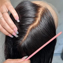 CEXXY 360 Lace Frontal Wig Human Hair 180 Density Deep Wave No Glue With Pre Plucked Baby Hair Natural Color Ponytail Bun Wig 360 Lace Frontal Wig Human Hair - Natural Black - 查看 6