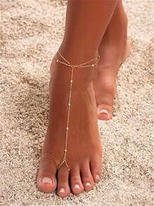 1 st elegant pärlkedja för tån, delikat fot- och kroppssmycke, dekoration för kvinnor på stranden och högtiderna