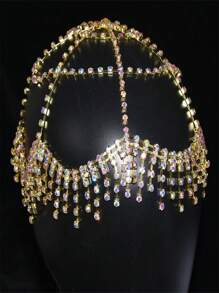 Rhinestone Mesh Headpiece, Luxury Crystal Headband Hair Accessory For Women, Wedding - Silver - View 15