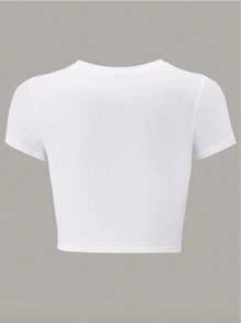 Cute Bee - Themed Crop Round Neck Short - SLeeve T - Shirts, Basic Tees, And Graphic Crop Tops Are Summer Women's Tops.