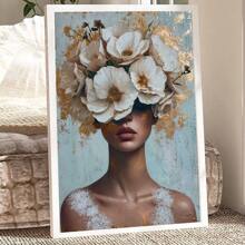 1pc/Set Vintage Golden Petal Women's Canvas Poster Print - Home Decoration Wall Art- Art Print - Modern Art - Indoor/Outdoor Use - Spring/Summer,Suitable For Bedroom, Living Room, Classroom, Perfect Room Decoration,No Frame Include - Multicolor - View 7