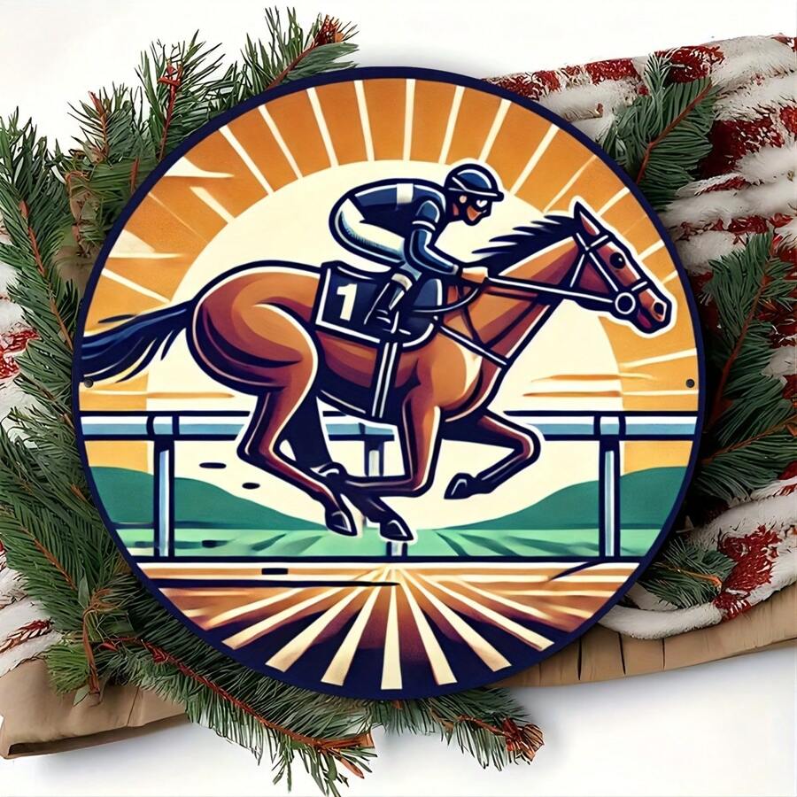 7.8 Inch Round Marathon Wooden Wall Art Decor, Easy Hanging, Suitable For Bedroom, Kitchen, Dining Room - Random Hole Design Gifts Birthday Graduation