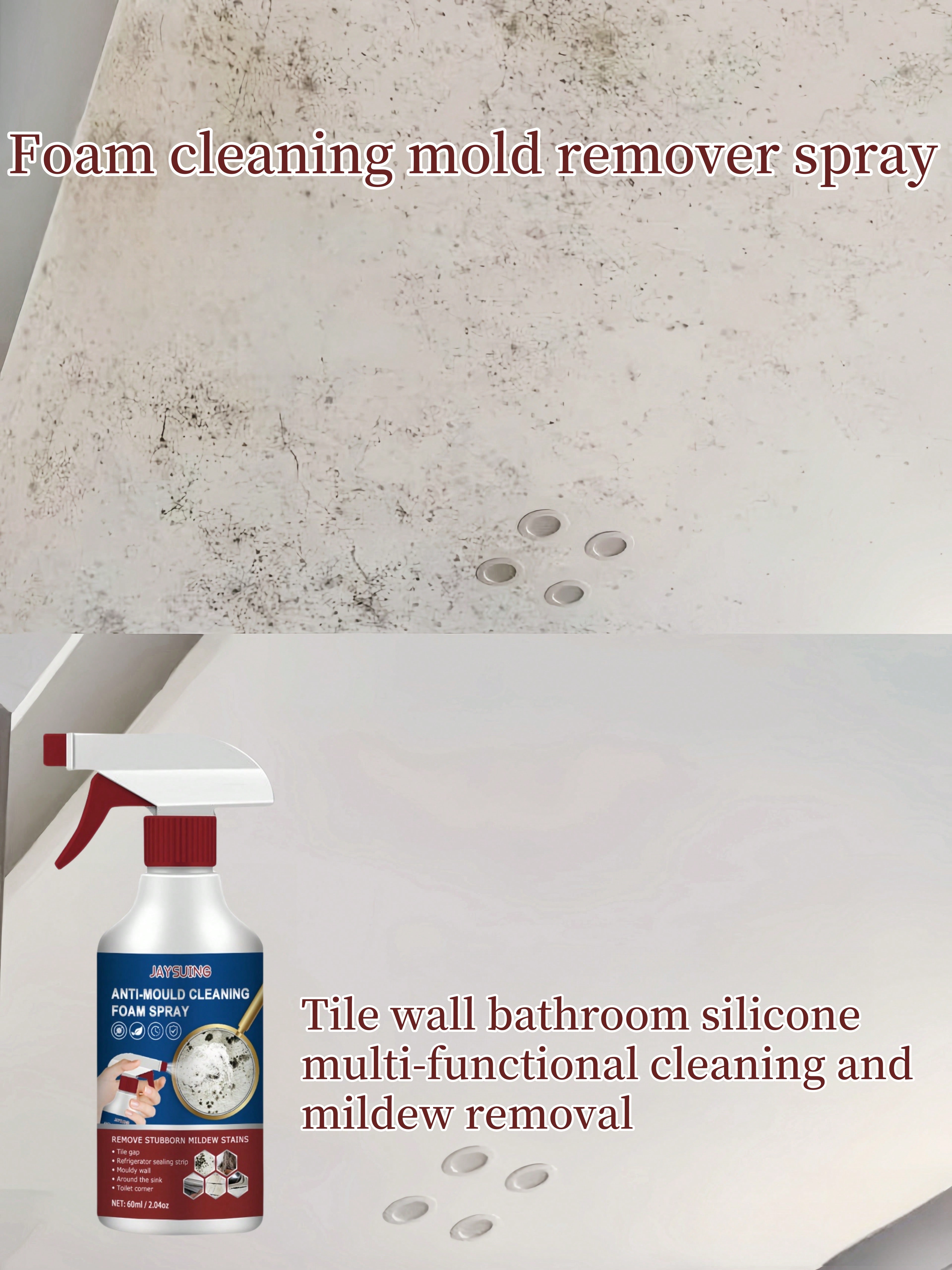 Foam Cleaning And Mildew Removing Spray Tile Wall Bathroom Silicone ...