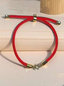1 pieza Pulsera ajustable con letra A de strass minimalista y de moda para mujeres