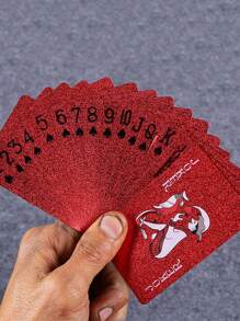 创意红玫瑰暗纹网格暗纹防水扑克牌厚塑料扑克牌益智休闲棋盘游戏 - 玫瑰紅 - 查看 8