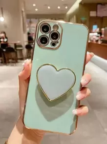 Funda de teléfono elegante de alta gama con chapado en verde menta y forma de corazón 3D compatible con iPhone 16/15/14/13, Pro Max X XR, S25/S24/S23 Ultra Plus, Honor, Red Mi Note, Xiao Mi