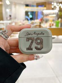 Cheetah,Leopard Print Leopard Print Number 79 Pattern Gray Earmuff Edge Leather Earphone Case, Skin-Friendly Protective Cover For Apple AirPods Pro, AirPods 2, AirPods 3, Wireless Bluetooth Headphone, Stylish