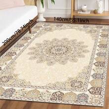1pc Turkish Art Carpet, Crystal Velvet 700g/Sq.M, Dotted Bottom, 5mm Thickness. Machine Washable, Fade-Resistant Carpet, Anti-Slip . Suitable For Holidays And Any Space Including Hotel, Office, Sofa, Bedside, Kitchen, Laundry Room, Corridor, Porch, Staircase Mother's Day