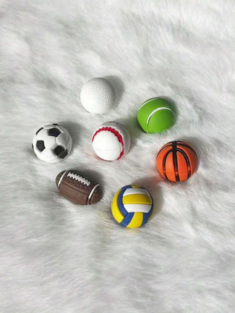 7PCS 3D Sports Ball Shoe Charms Set, Football Shoes Pins, Basketball Shoes Clips, Soccer Ball Shoe Charms For Sandals Clogs, DIY Fashion Sports Themed Shoes Decoration For Son, Grandson, Shoes For Man Spring Decor Charms, Shoes Decor Accessories For Schools, Indoor, Outdoor, Football Events & Father's Day