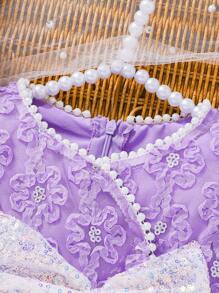 2025 Spring Summer New Girls Dress Toddler Baby Puff Sleeve Bowknot Mesh Princess Dress