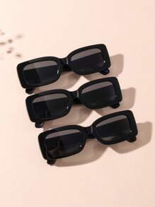 3 Pairs Of Children's Fashionable Square Glasses With Glasses Case - Multicolor - View 3
