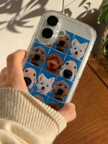 1 pieza Funda de teléfono de silicona suave con diseño de perro de dibujos animados lindo para 16 15 14 13 12 11 Pro Max Plus, estilo coreano