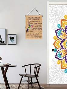 1 件，多么美妙的世界花园旗帜，蜂鸟印花我看到绿树红玫瑰墙艺玫瑰标志，墙面装饰双面亚麻材料旗帜 14.17 * 18.50 英寸，适用于户外庭院花园农舍装饰（仅限旗帜） - 彩色 - 查看 6