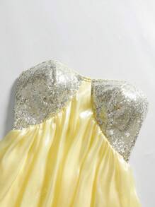 Abiti da sera da donna con paillettes, stile bandeau senza maniche, abito da festa