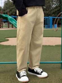 1pc Casual Cotton Pants For Toddler Boys, Suitable For Daily Wear In Spring