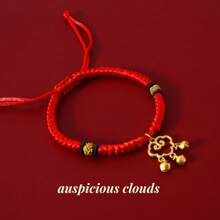 1 pièce Collier en corde rouge pour animaux de compagnie avec un cadenas de sécurité et un pendentif porte-bonheur pour la fortune et la richesse. Collier réglable pour chats et petits chiens convenant aux animaux pesant 2-8kg