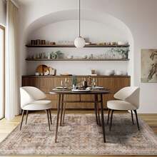 Vintage Rugs For Living Room, Machine Washable Area Rug Soft Low Pile Non Slip Carpet Boho Rug For Bedroom Kitchen Dining Room Balcony Outdoor - Rust Brown - View 2
