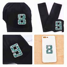 0-9 Digital Silver White Rhinestone Self-Adhesive Letter Patch Iron Sticker Clothing Badge Sticker Clothing Bag Shoes DIY Creative Gift Decoration - Silver - View 6