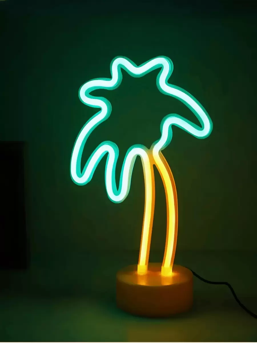 有趣的椰子树灯霓虹灯，USB 或电池供电的发光棕榈树，适用于室内家庭卧室书桌圣诞节生日装饰，适合任何节日派对装饰、骄傲月、一般春夏庆祝活动、礼物 - 不含电池、复活节、圣诞节、万圣节必备 - 彩色 - 查看 1