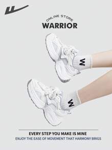 Warrior Comfortable Street Style Chunky Shoes For Women Spring And Summer Lightweight Comfortable Breathable Running Shoes Modest Style Casual Sneakers Applicable Throughout The Yearwear-Resisting All-Day Wear Training Sneakers - White/Gray - View 5