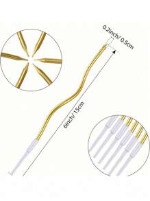 6/12/18pcs Metal Spiral Cake Candles, Long Curled Candles With Holders, Suitable For Birthday, Wedding, Party (Gold/Silver)
