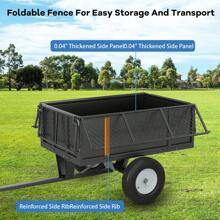 Heavy Duty Utility Trailer, 750lbs Capacity 17 Cu. Ft. ATV Dump Trailer, Garden And Lawn Mower Trailer With Removable Sides, Pull Behind Yard Cart For Tractors, ATV & UTV – Ideal For Hauling & Dumping